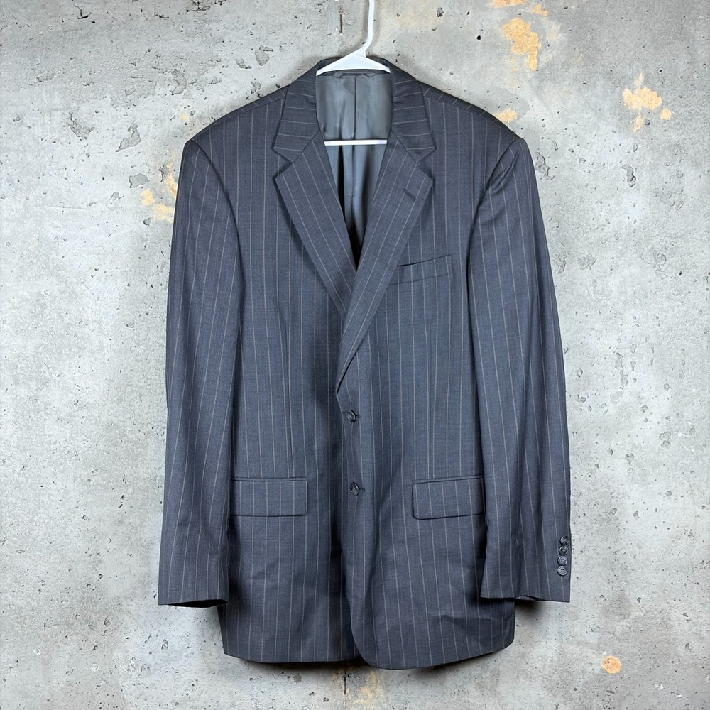 Tallia Uomo Blazer Suit Jacket Mens 43 Gray Pinstripe Wool Notch Lapel Formal